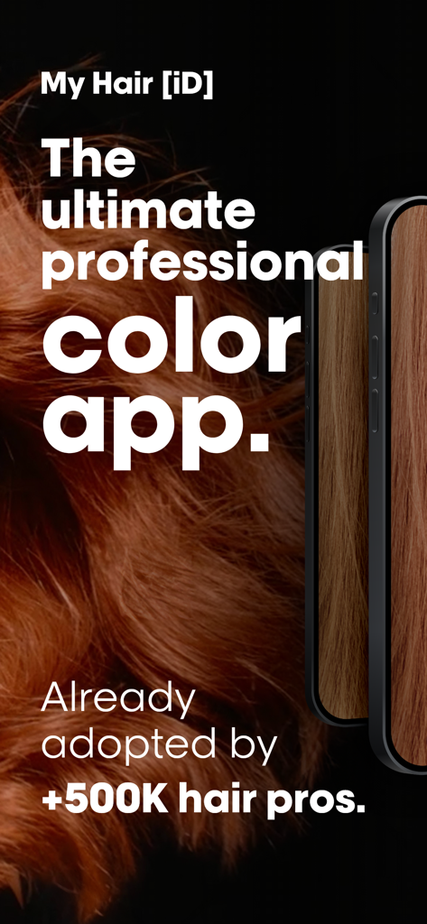 My Hair [iD] - Promotional banner for the My Hair iD professional color app highlighting its use by over 500 thousand hair professionals
