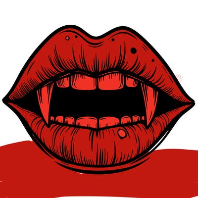 lips with vampire teeth