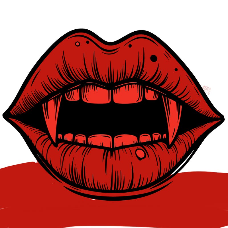 lips with vampire teeth