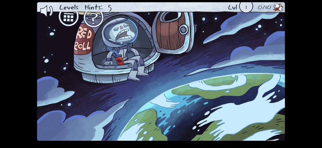 Troll Face Quest Video Memes - A cartoon character in an astronaut suit sitting in a space pod above Earth in a puzzle game