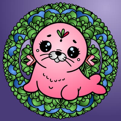 a cute baby seal mandala