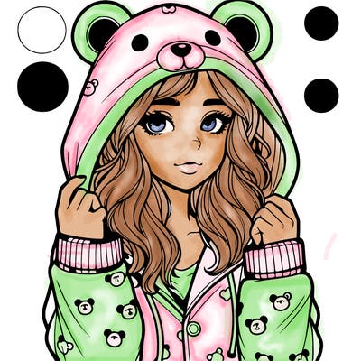 realistic girl in a animal pjs hoodie