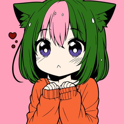 shy anime catgirl