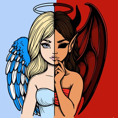 realistic angel half demon