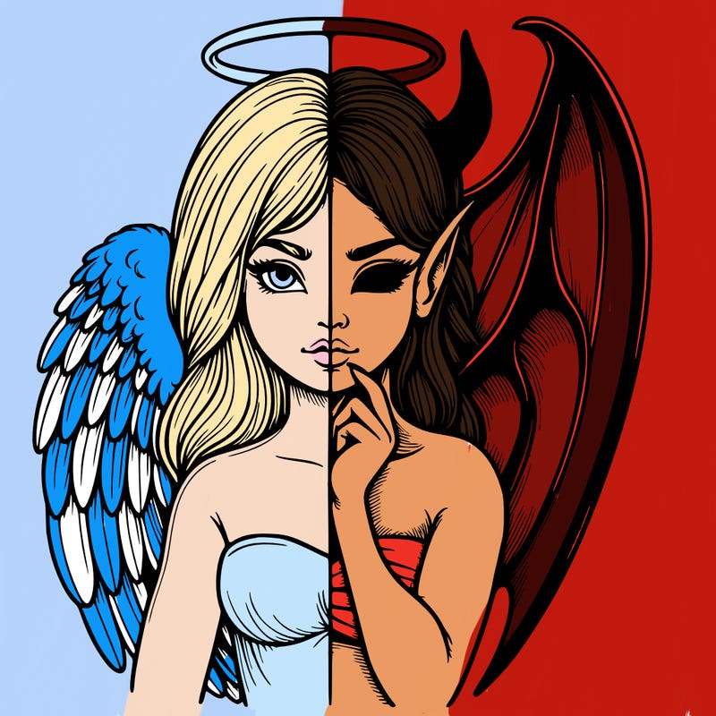 realistic angel half demon