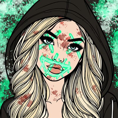 realistic beautiful girl with a hood on