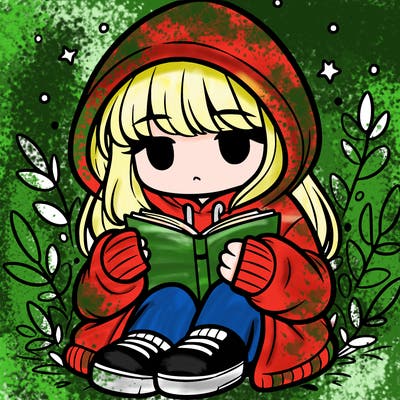 girl in oversized hoodie reading a book