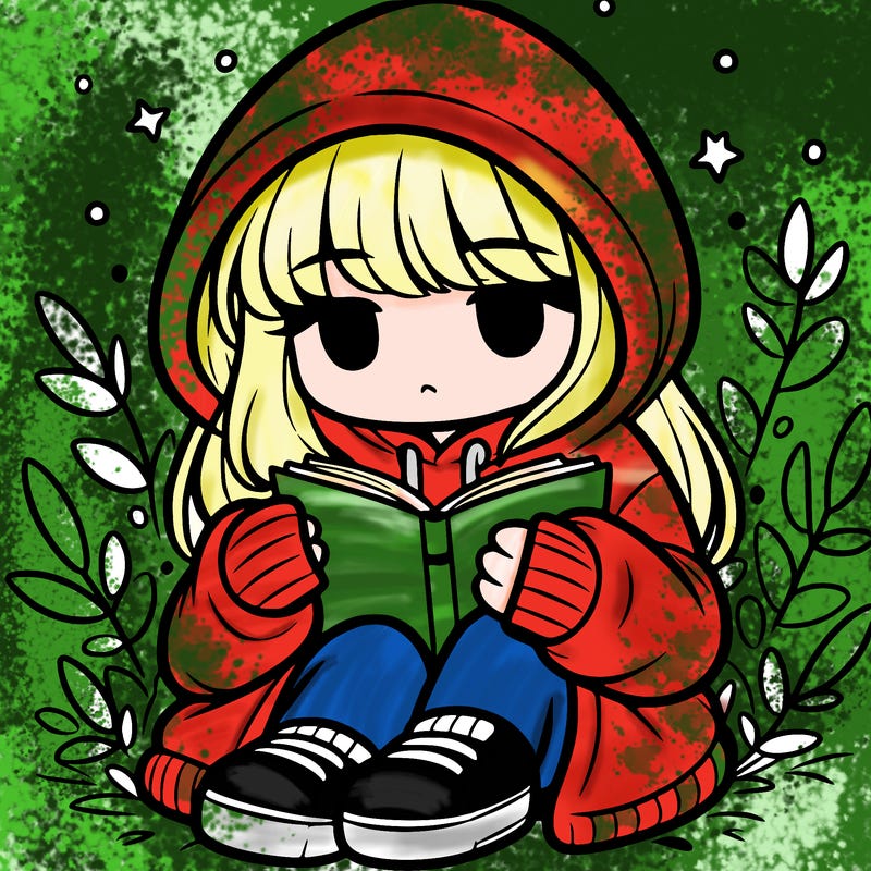 girl in oversized hoodie reading a book