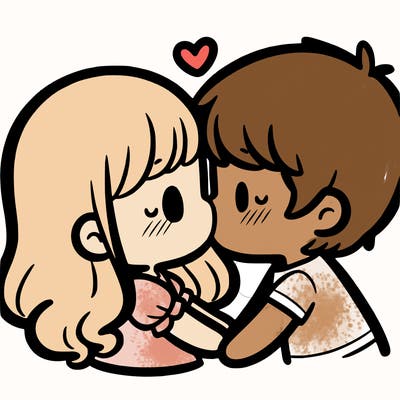 a girl and a boy kissing