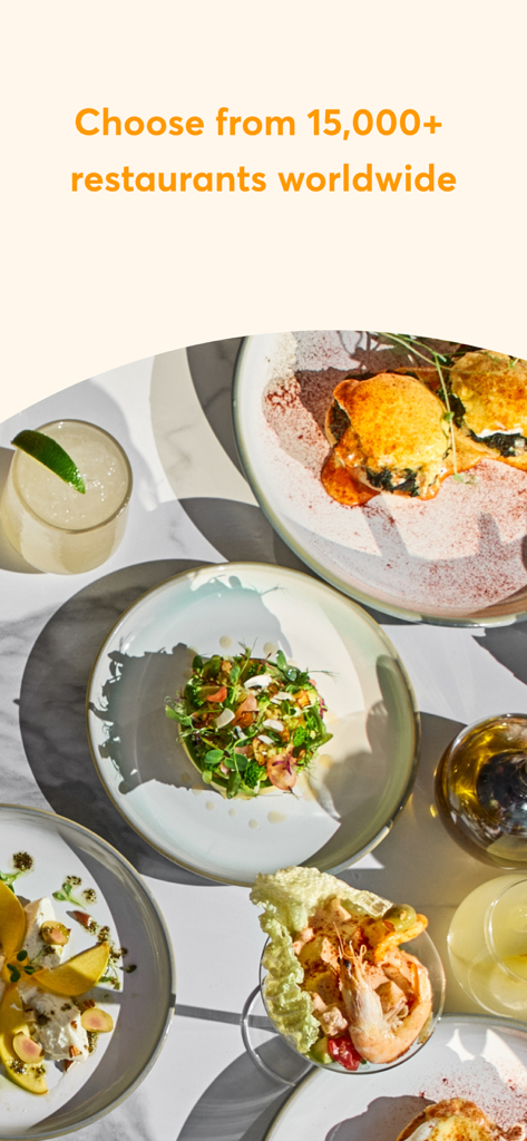 A variety of gourmet dishes from over fifteen thousand restaurants worldwide on the Quandoo app
