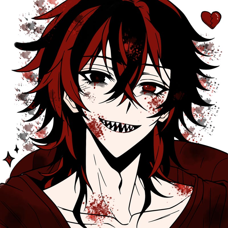 hot anime boy with long ish hair and a has a grin