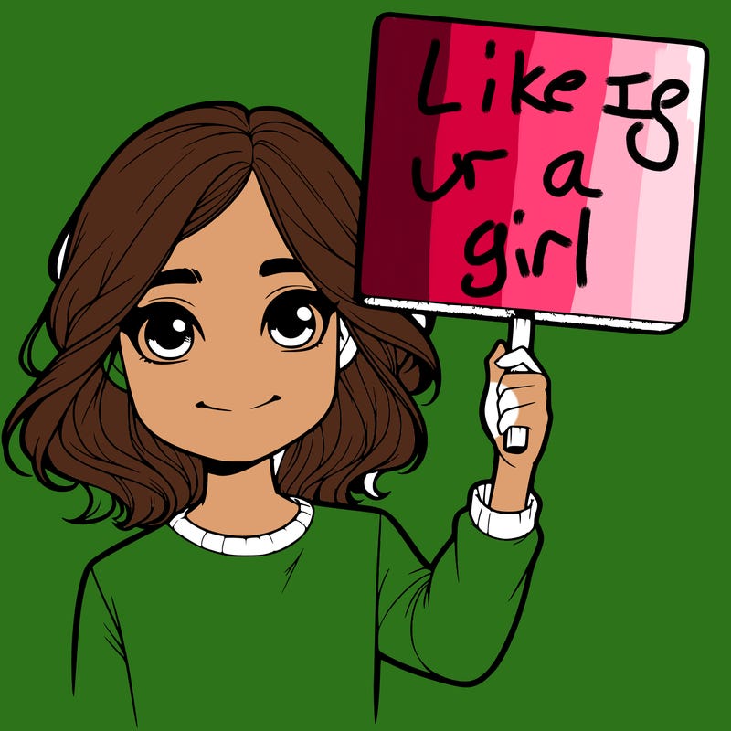realistic girl holding up a sign