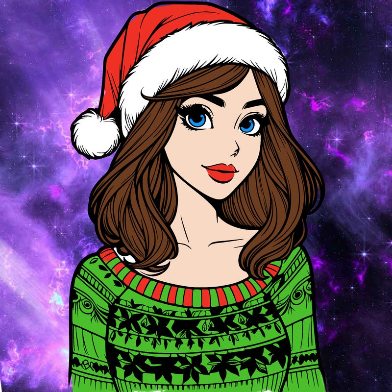 realistic lady in a christmas sweater