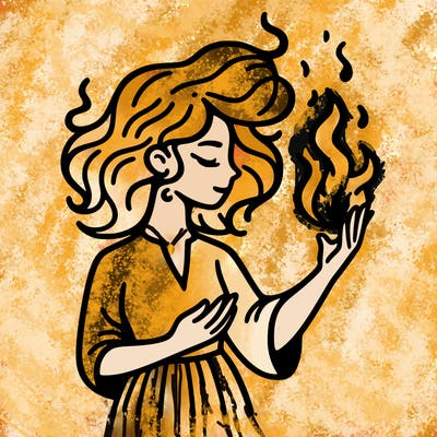 woman with fire