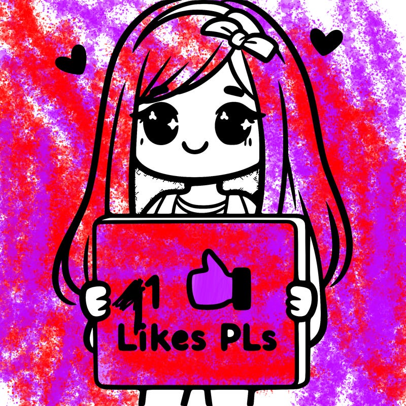 girl holding a sign saying 10 likes pls
