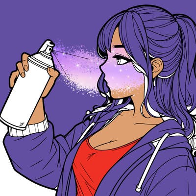 a realistic girl spray, painting