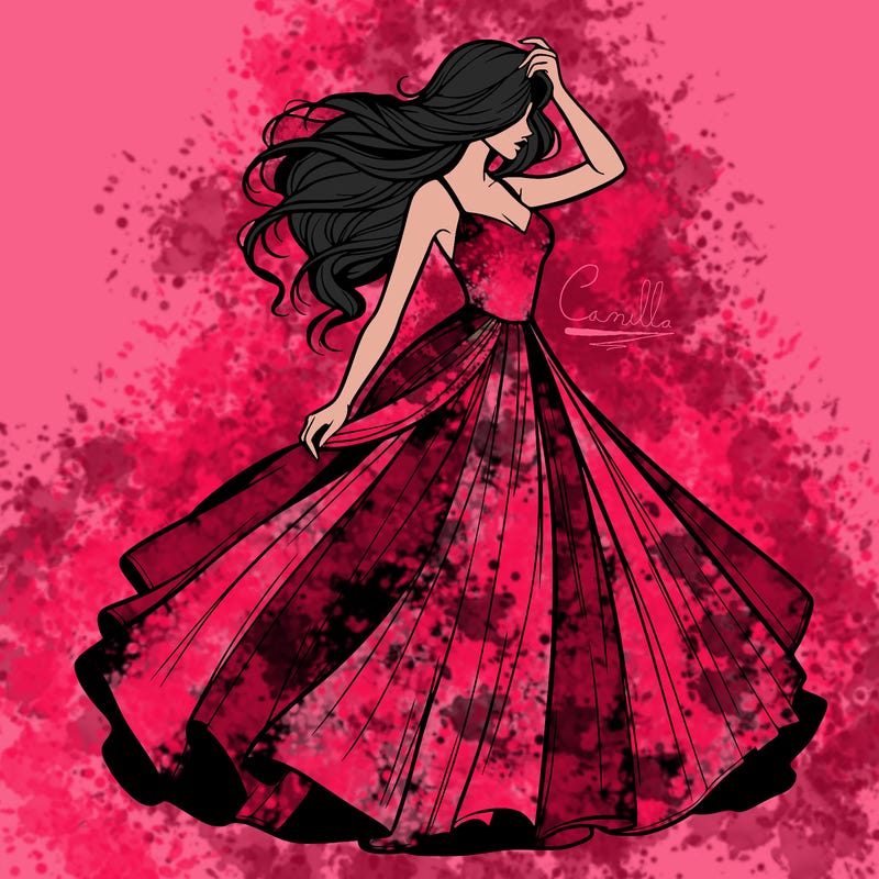 realistic woman with dress flowing in the wind