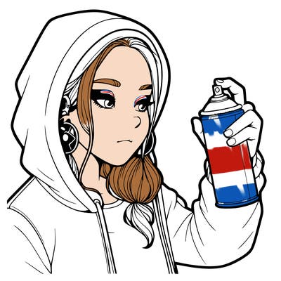 a realistic girl, spray painting