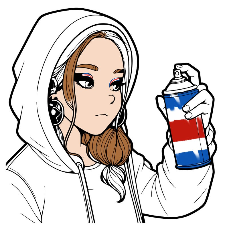 a realistic girl, spray painting