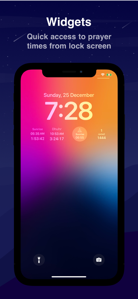 Moatheni: Muslim Prayer Times - Widget dei tempi di preghiera musulmani Moatheni sulla schermata di blocco dell'iPhone