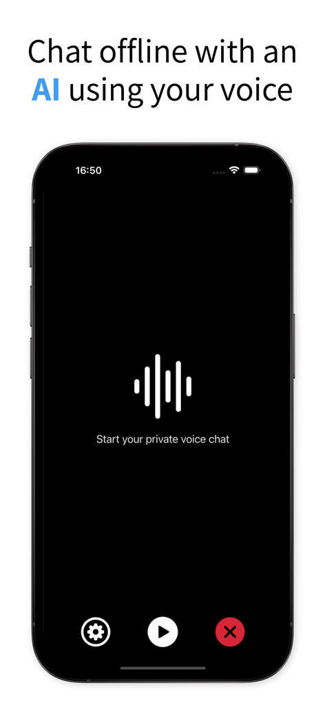 Smartphone screen showing the Enclave app interface for starting a private offline voice chat with AI.