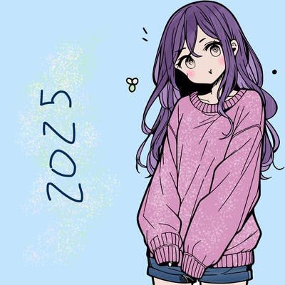 manga teen girl  in a sweater and baggy pants