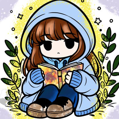 girl in oversized hoodie reading a book