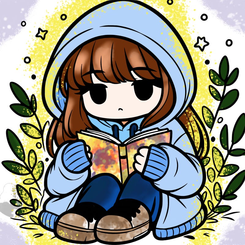 girl in oversized hoodie reading a book