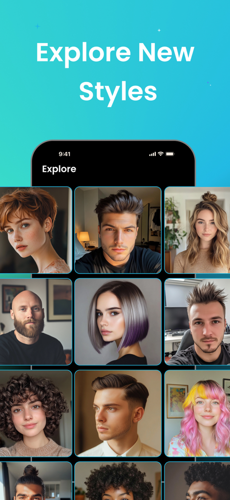 Hairstyle Try On: Hair cut - Griglia di acconciature di tendenza diverse per uomini e donne nella sezione esplora dell'app