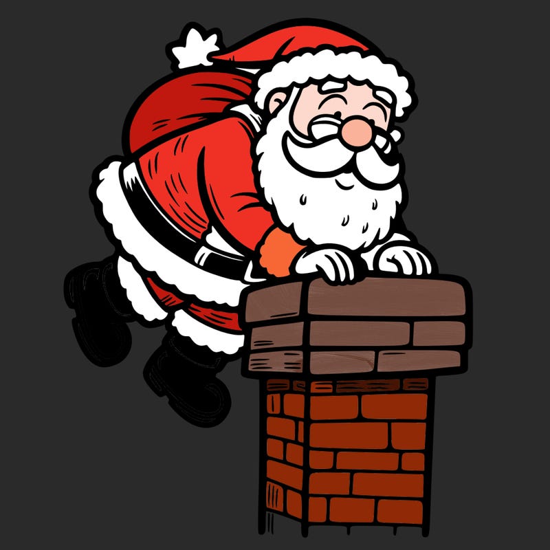 santa climbing down a chimney