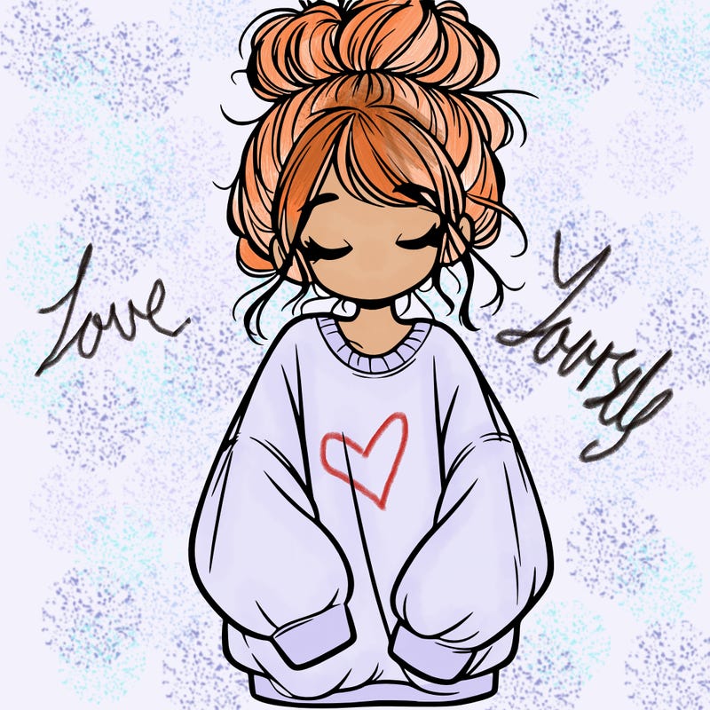 girl with baggy sweatshirt and messy bun