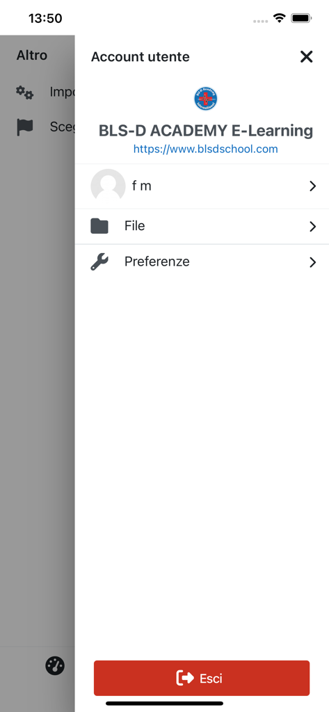 BLSD School - BLSD School app user account interface showing profile files and preferences options