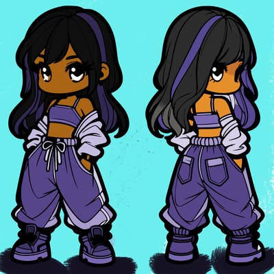 girl in crop top and baggy pants