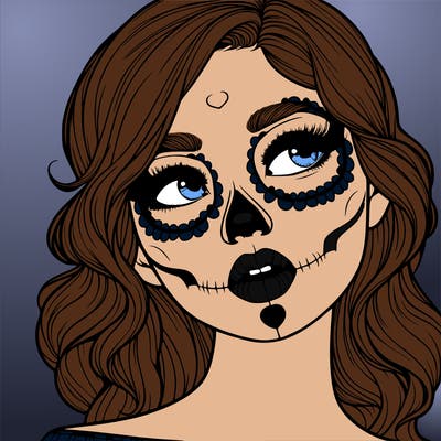 realistic girl with skull makeup