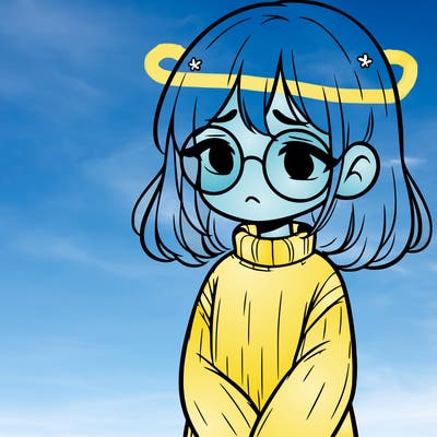 sad girl with glasses in a sweater