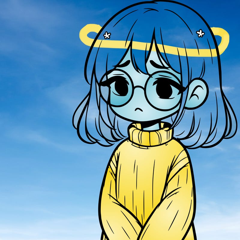 sad girl with glasses in a sweater