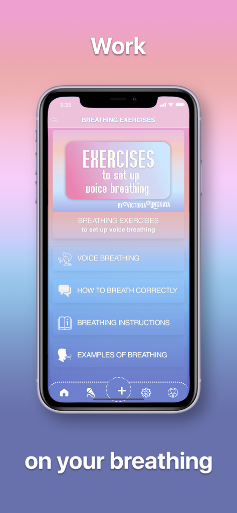 VocalEx Pro. Singing Tutorial - VocalEx Pro app interface showing breathing exercises and instructions for singers