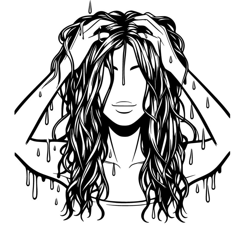drenched hair realistic woman
