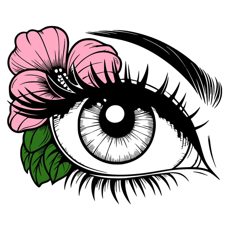 realistic eye with flower