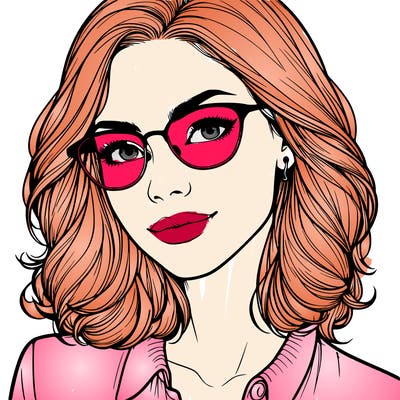 realistic woman with glasses