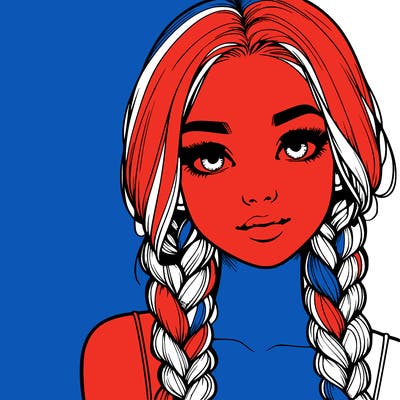 realistic girl with braids