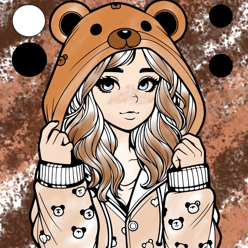 realistic girl in a animal pjs hoodie