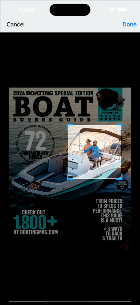 Boating (Magazine) - Portada de la Edición Especial 2024 de la Guía de Compradores de Barcos de la Revista Boating, mostrando a una pareja en una lancha motora