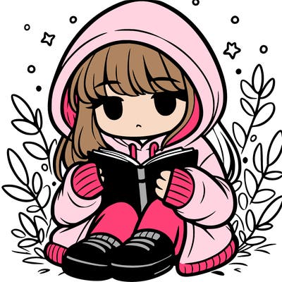 girl in oversized hoodie reading a book