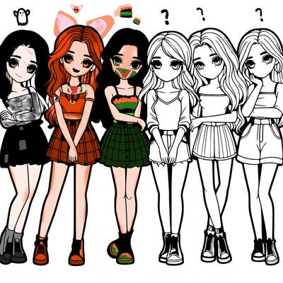 a group of girls realistic