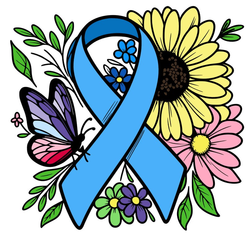 cancer awareness symbol with flowers and butterflies