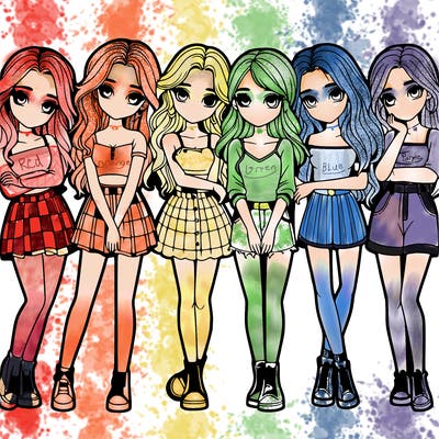 a group of girls realistic