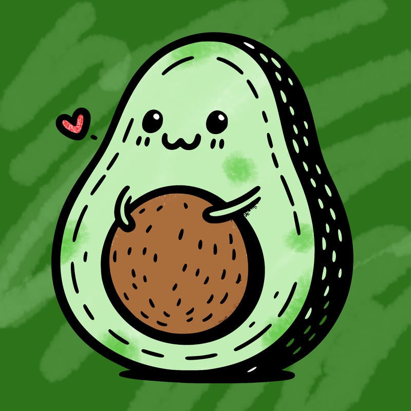 an avocado hugging an avocado