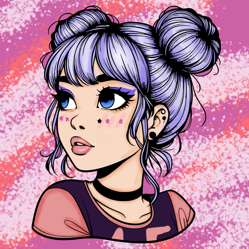 realistic girl with spacebuns