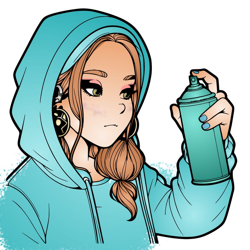 a realistic girl, spray painting